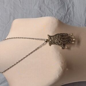 Gold metal hand necklace boho gypsy